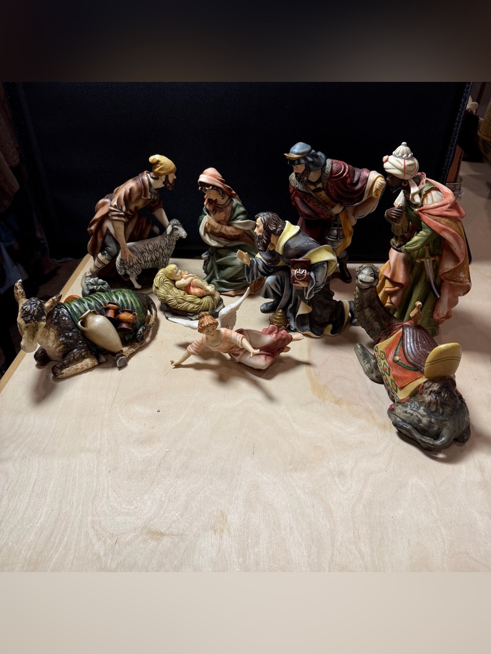 9 Piece Hand Painted Cowell Nativity Set, Beautiful Christmas Display